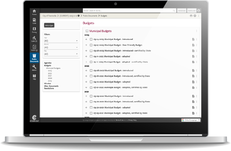 Public Documents Portal screen